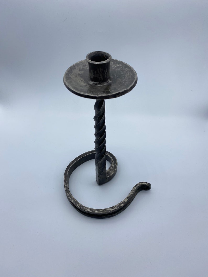 Vintage Wrought Iron Candle Holder Tall Twisted Rustic Etsy