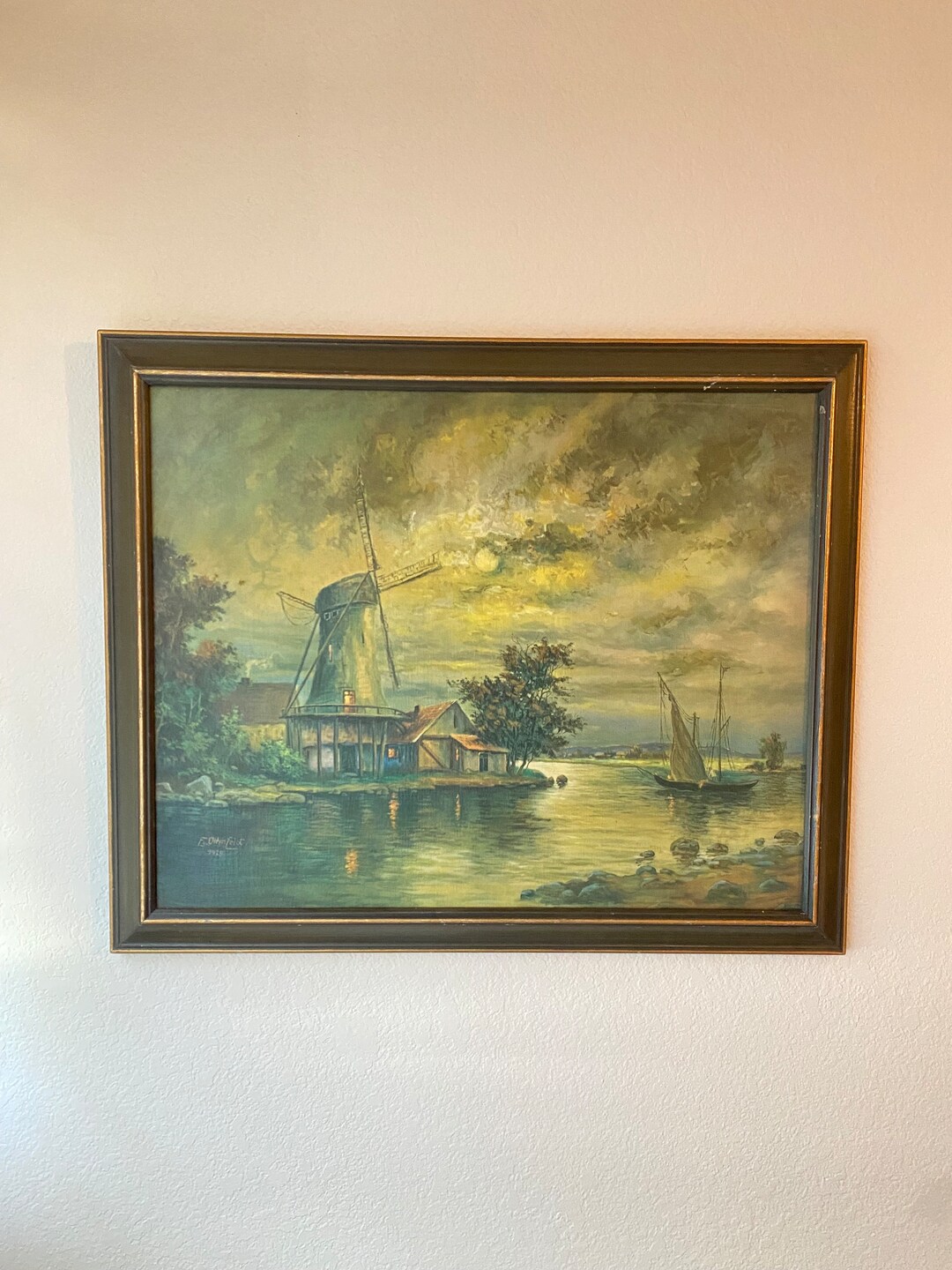 油彩画「Осеннее раздумье」 1946年 Kazonn O.A. 油彩画「Осеннее раздумье」 1946年 Kazonn O.A. Home Decor HD