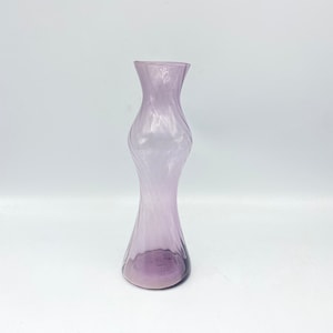 Purple Amethyst Glass Spiral Vase Vintage Bud Vase Scandinavian Glass Empoli Optic Swirl Italy 8 inches