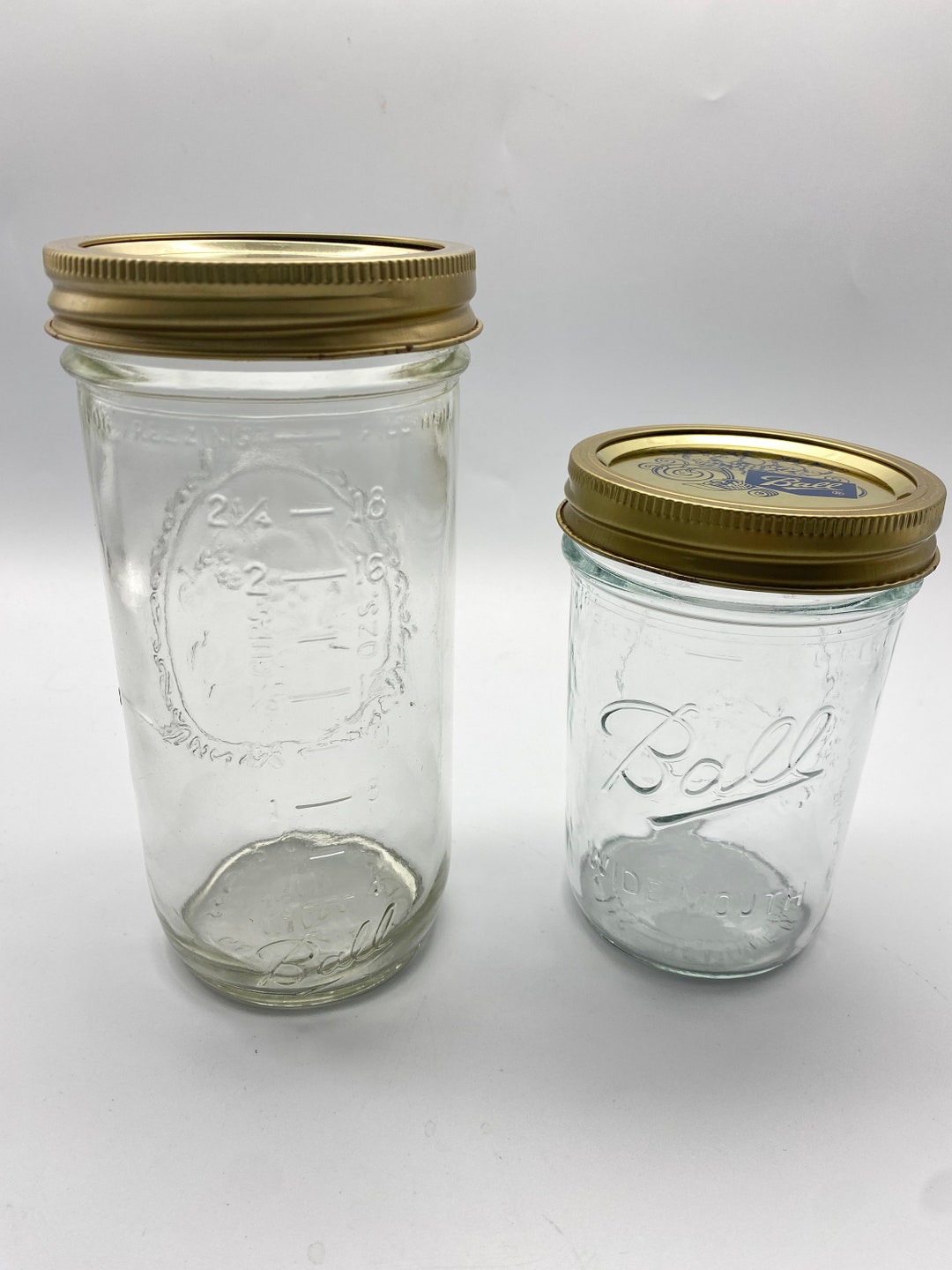 Vintage Ball Canning Jars Wide Mouth Jars Original Unused Lids From 1970s Embossed Fruit