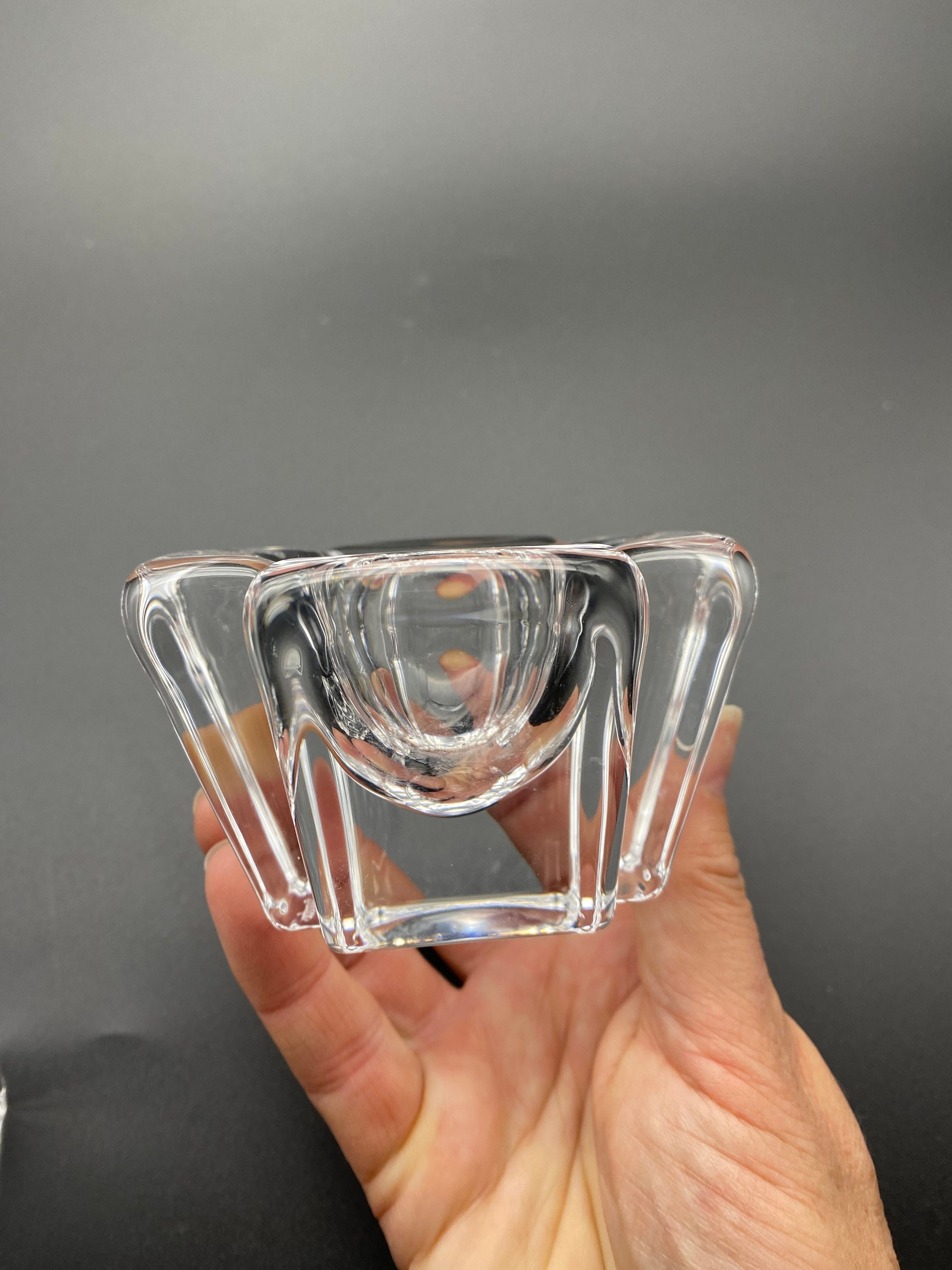 Orrefors Sweden Crystal Candle Holders Scandinavian Glass