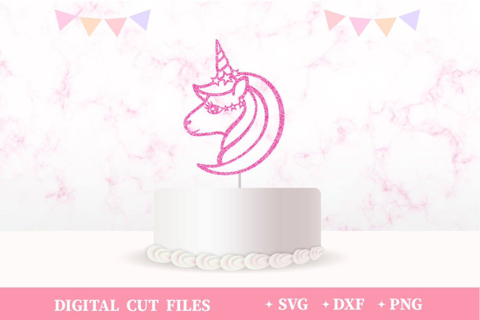 Unicorn Cake Topper SVG Birthday Cake Topper Svg Unicorn Face | Etsy