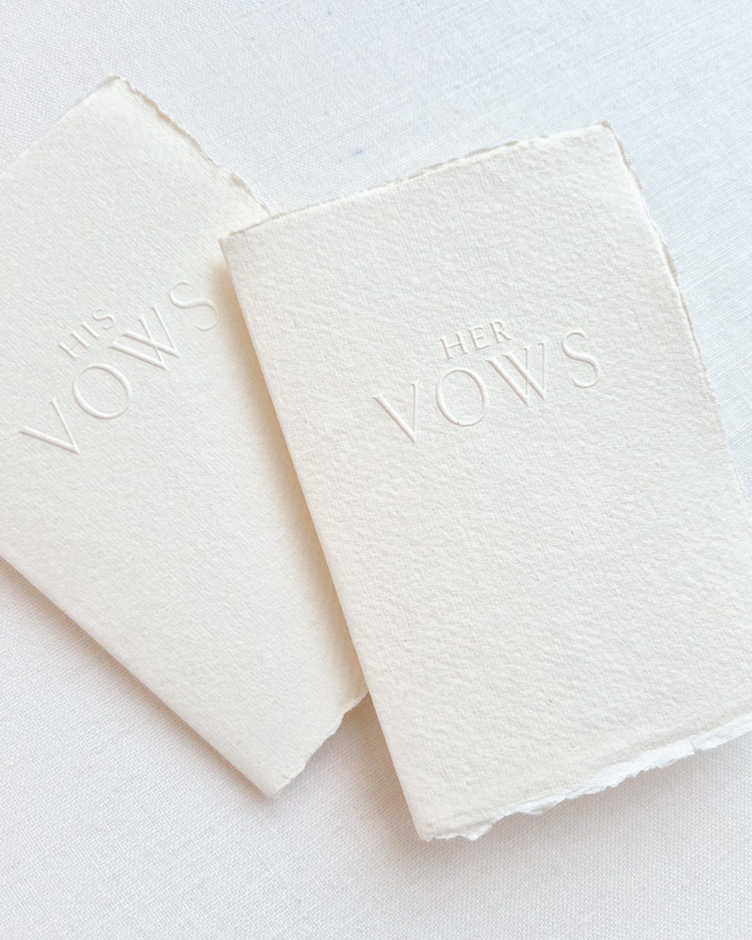 Vow booklets | His & Hers | set of 2 | Vow Books | Off-white handmade paper with blind stamping - His & Hers