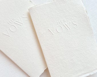 Gelübdehefte | Für Sie & Ihn | 2er-Set | Gelübdehefte | Cremefarbenes handgeschöpftes Papier mit Blindprägung