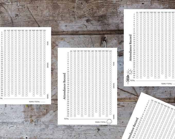 Homeschool Attendance Record Attendance Sheet Printable - Etsy