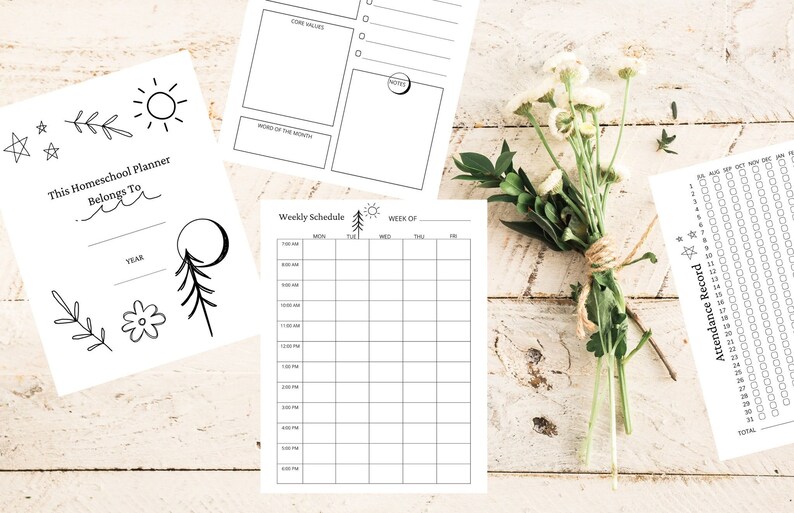 Homeschool Planner Printable Homeschool Daily Planner Homeschool Schedule PDF Homeschool Weekly Planner Homeschool Attendance Record image 1