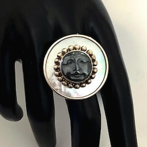 Sajen Mother of Pearl and Hematite Sun ring