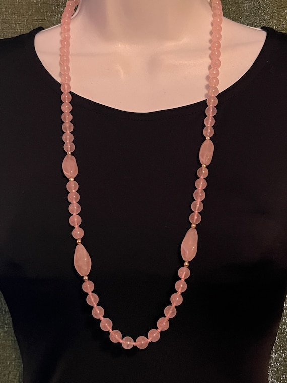 Vintage Handmade Rose Quartz Necklace