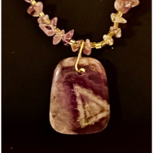 Handmade One Of A Kind Amethyst crystal necklace with Amethyst Charm