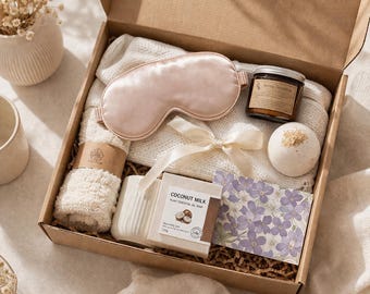 Cozy Hygge Gift Box – Self-Care Package for Relaxation with Blanket, Candle, Mug | Stress Relief, Birthday, Thank You, or Special Occasions