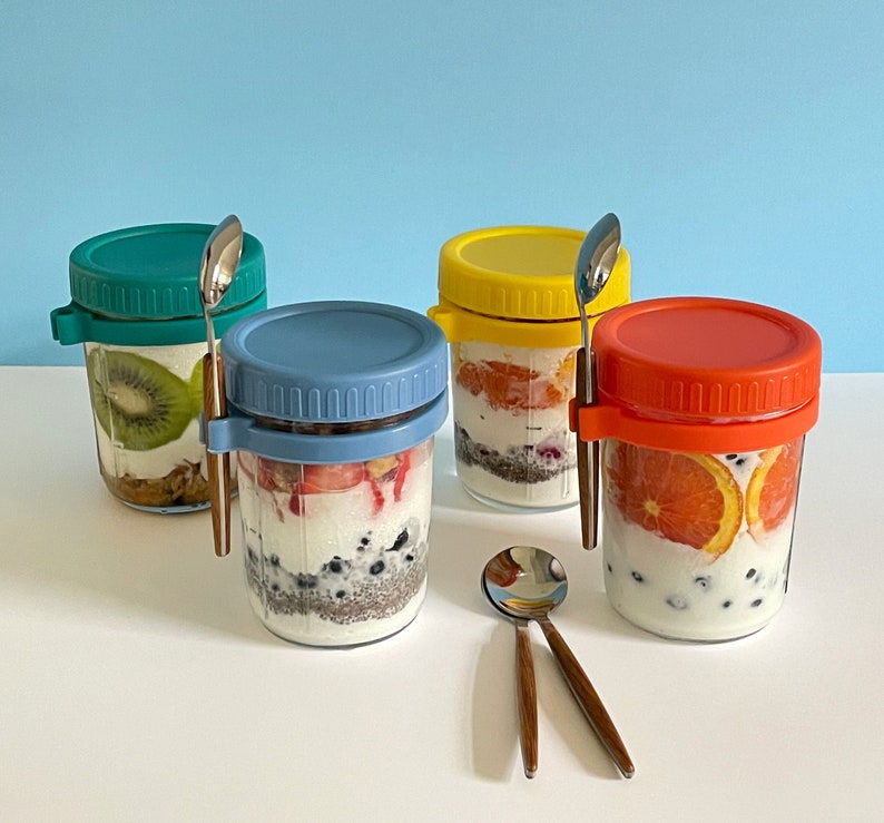 HIREATH 4 Pack Overnight Oats Containers With Lids and Spoons - Etsy