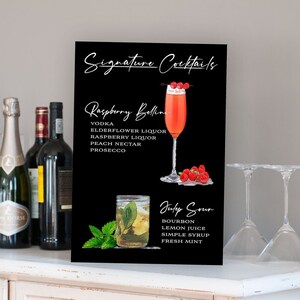 Signature Drink Sign, Wedding Reception Bar Sign, Wedding Party Decor Custom and Personalized Signs
