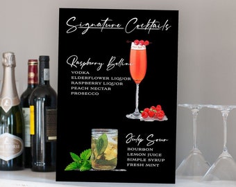 Signature Drink Sign, Wedding Reception Bar Sign, Wedding Party Decor Custom and Personalized Signs