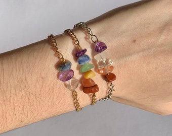 LGBTQ+プライド サトル クリスタル チップ ブレスレット - クィア ブレスレット - ゲイ ブレスレット - レインボー ブレスレット - サトル プライド ジュエリー - クリスタル ブレスレット