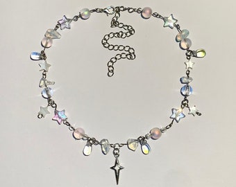 Celestial Winter Necklace -  Beaded Necklace - Bead Necklace - Star Necklace - Star Themed Necklace - Crystal Necklace - Cute Necklace
