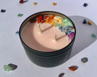 Rainbow Crystal Chip Candle - Crystal Candle - Pride Candle - Lgbtq Candle - Crystal Chip Candle - Rainbow Candle - Crystal Infused Candle