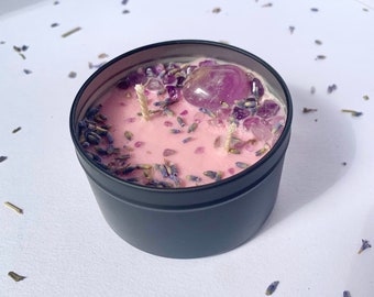 Amethyst & Lavender Relaxation Crystal Candle - Crystal Candle - Amethyst Candle - Calming Candle - Lavender Candle - Crystal Infused Candle
