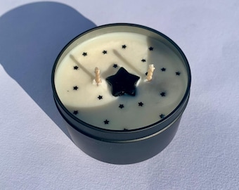 Midnight Star Candle - Star Candle - Crystal Candle - Crystal Star - Black Obsidian Candle - Starry Night Candle - Unique Candle - Gift