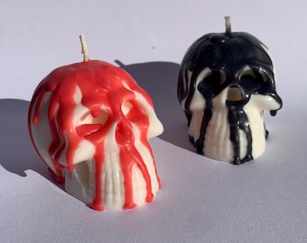 Bloody Skull Candle - Halloween Skull Candle - Halloween Candle - Spooky Candle - Black Goo Candle - Blood Splatter Horror Scented Candle