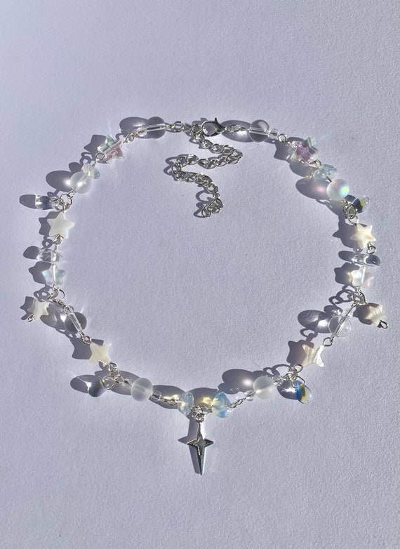 Celestial Winter Necklace -  Beaded Necklace - Bead Necklace - Star Necklace - Star Themed Necklace - Crystal Necklace - Cute Necklace