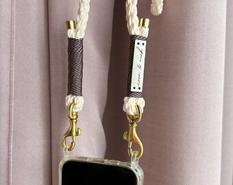 Mobile phone chain with gold carabiner and matching mobile phone case