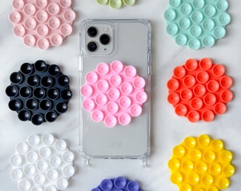 Puffe Stickers téléphone portable, support de téléphone portable à ventouse en silicone, autocollant à ventouse, accessoires pour iPhone et Android, ventouses de fixation pour téléphone portable