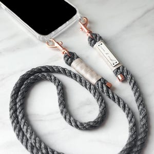 Chaîne de téléphone portable « Flame » avec mousqueton en or rose et étui de téléphone portable pour iPhone, Samsung, Huawei, Google, Xiaomi