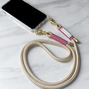 Chaîne pour téléphone portable, sangle interchangeable avec mousquetons dorés et coque transparente avec œillets iPhone, Samsung, Huawei, Xiaomi, Google