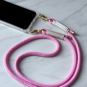 Chaîne de téléphone portable « Barbie » rose avec mousqueton doré et étui de téléphone portable, sangle interchangeable pour iPhone, Samsung, Xiaomi, Huawei, Google