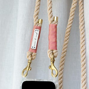 Chaîne de téléphone portable beige, sangle interchangeable avec mousqueton doré et étui transparent pour iPhone, Samsung, Huawei, Xiaomi, Google