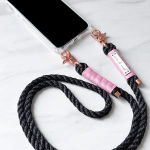 Chaîne de téléphone portable avec mousqueton en or rose et emballage rose avec étui de téléphone portable pour iPhone, Samsung, Xiaomi, Huawei, Google