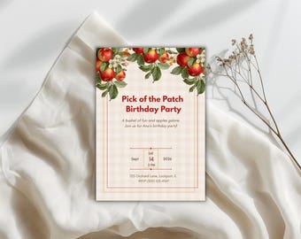 Apple Orchard Birthday Invitation Autumn Party Invite 5x7 Editable Canva Template Digital