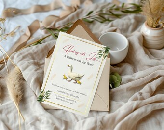 Silly Goose Baby Shower Invitation Funny Goose Party Invite Editable Canva Template Printable 5x7