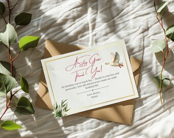 Goose Birthday Thank You Card Silly Goose Party Note Canva Editable Template Digital Download