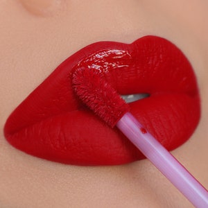 Red "Cherry" Lipstick | Liquid Matte | Vegan & Cruelty-Free | Bright Red | Waterproof | Longwear Makeup | Kitten Cosmetics