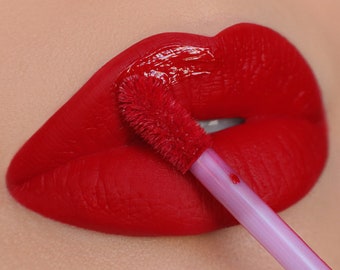 Red "Cherry" Lipstick | Liquid Matte | Vegan & Cruelty-Free | Bright Red | Waterproof | Longwear Makeup | Kitten Cosmetics