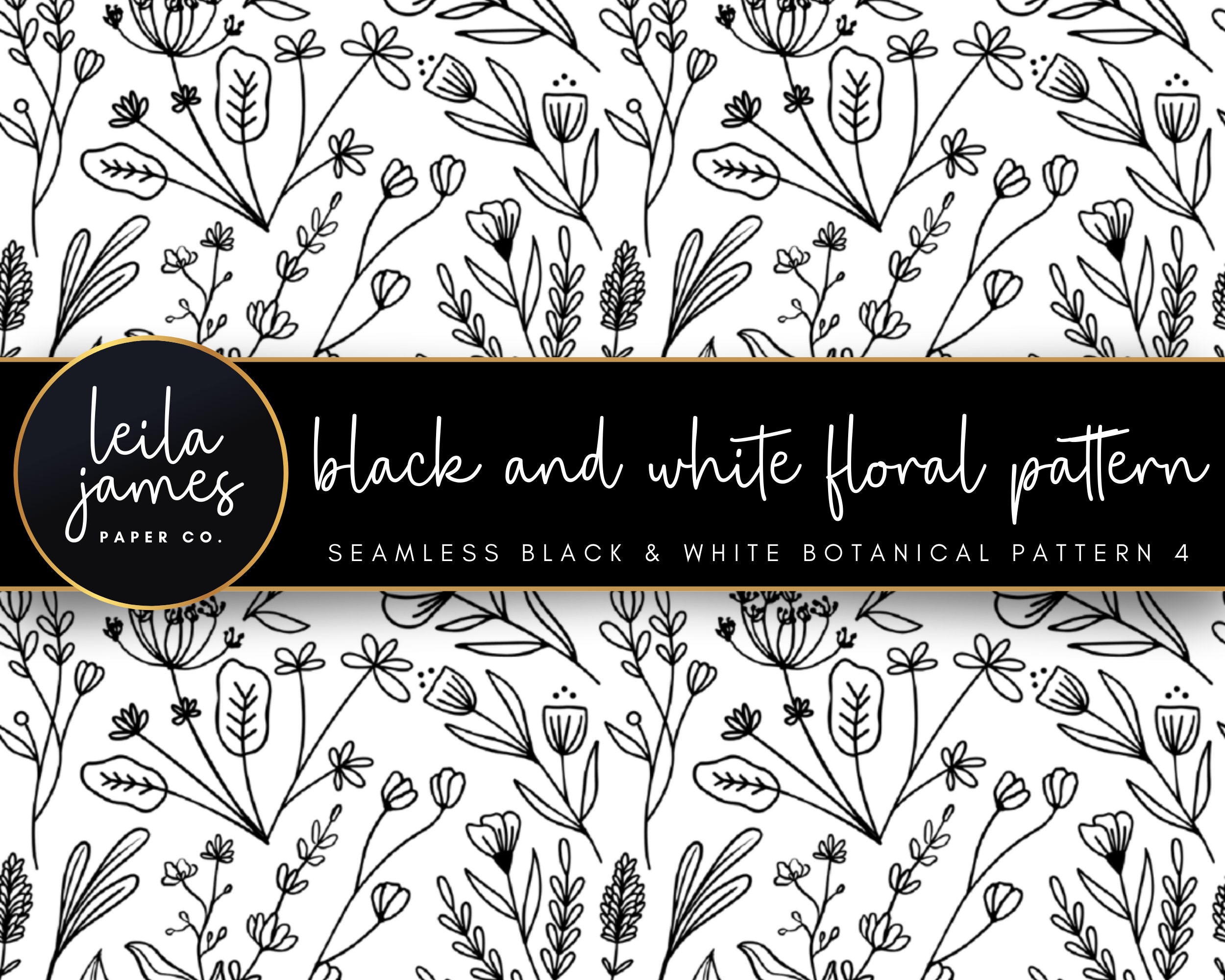 Black And White Floral Pattern Wallpaper 