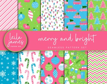 Christmas Seamless Pattern Set, Winter Holiday Designs (Digital Download)