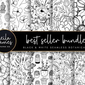 Seamless SVG Floral Patterns | Best Seller Bundle | 10 SVG & PNG Files | Digital Download | Seamless Engraving Designs | Floral Laser Files