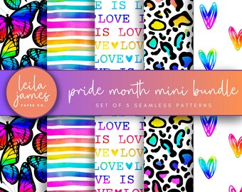 Pride Month Rainbow Seamless Pattern Bundle (Digital Download)