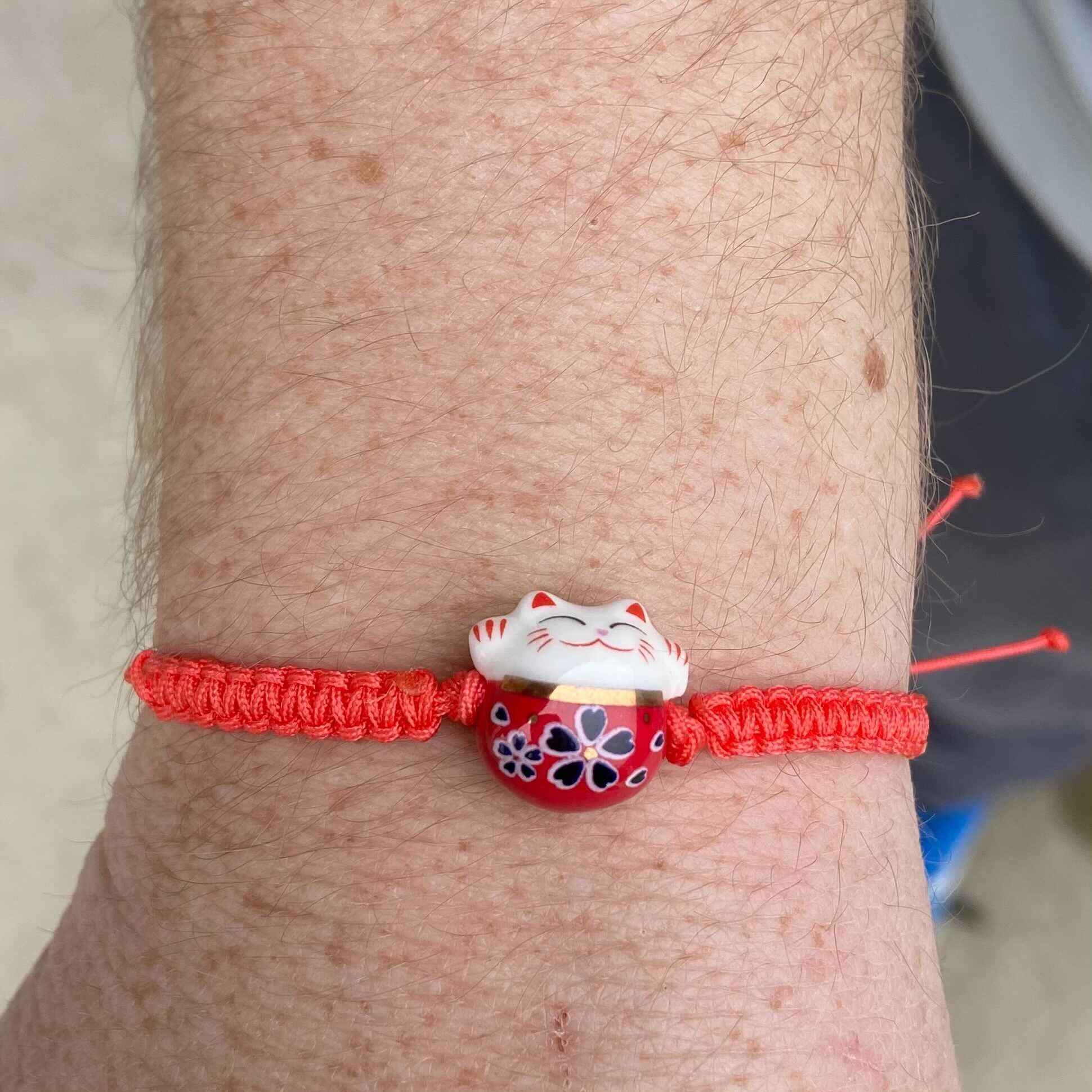 Red Lucky Cat Bracelet Etsy