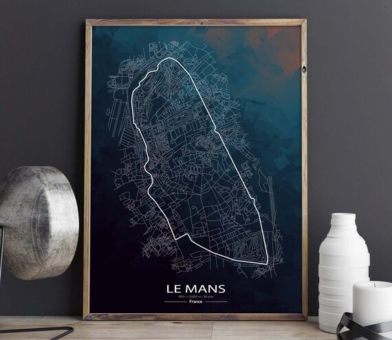 Le Mans Race Track Print Gift for Him Motorsport 24 Hours of Le
