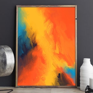 Abstrakte Malerei, abstrakte Kunst, abstrakte Kunst, abstraktes Kunstwerk, moderne Kunst, moderner Kunstdruck, moderne Kunstdruck, moderne Wandkunst, Orange, Bold