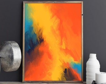 Pintura abstracta, Impresión abstracta, Arte abstracto, Obra de arte abstracta, Arte moderno, Impresión moderna, Impresión de arte moderno, Arte mural moderno, Naranja, Negrita