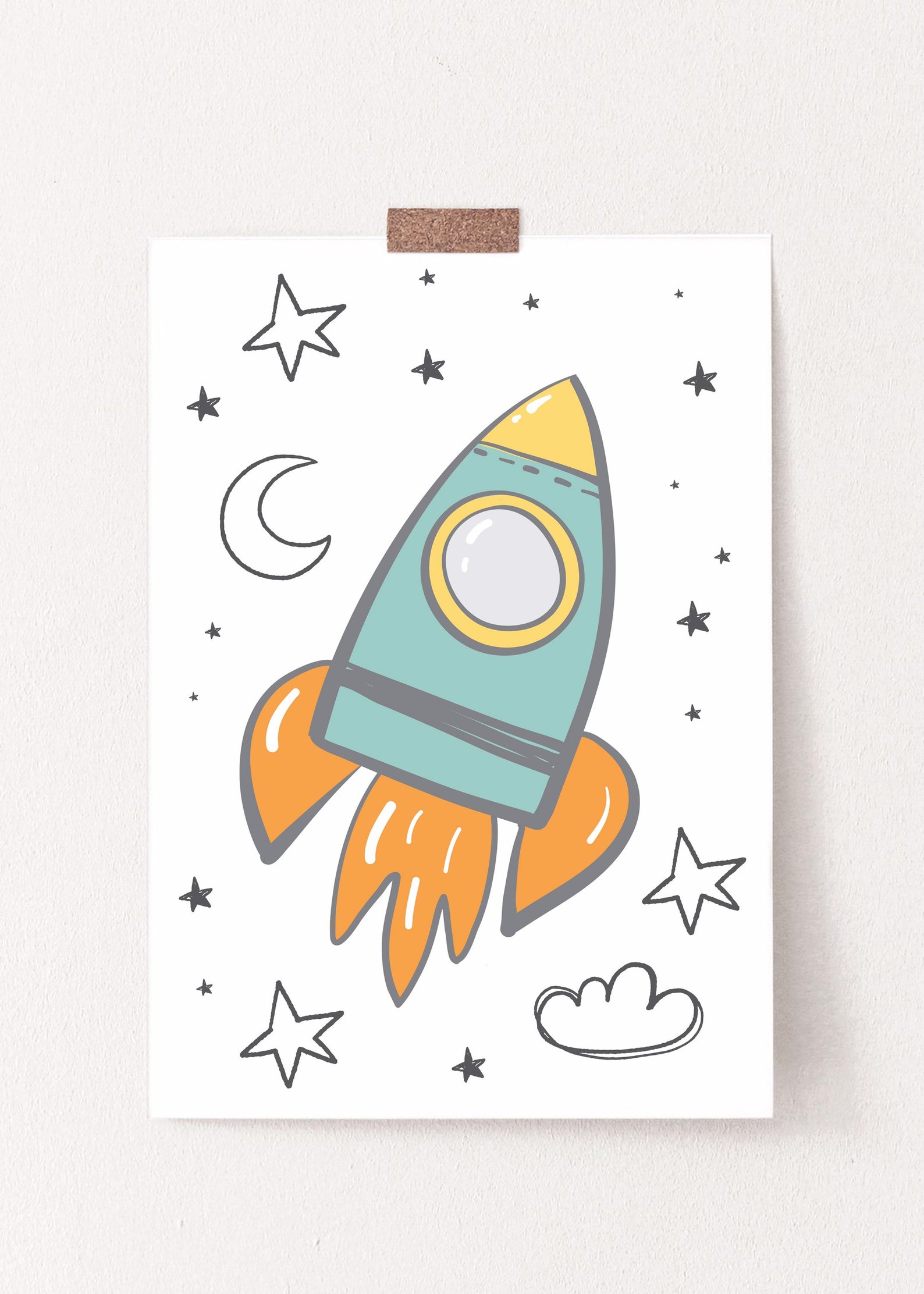 Rocket Print Spaceship Poster Rocketship Spaceship Nursery | Etsy