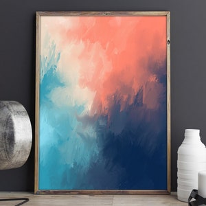 Abstract Painting, Abstract Print, Abstract Art, Abstract Artwork, Modern Art, Modern Print, Neutral Wall Art, Modern Wall Art, Orange, Blue