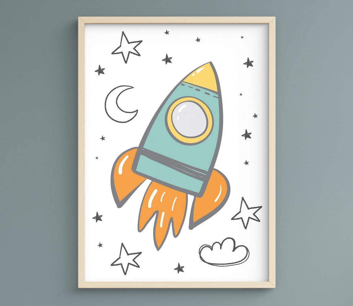 Rocket Print Spaceship Poster Rocketship Spaceship Nursery - Etsy