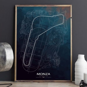 Monza Race Track Print, Formula 1 Gift, Formula One Gifts, F1 Gifts, F1 Poster, Formula 1 Poster, Grand Prix Wall Art, Race Circuit Print