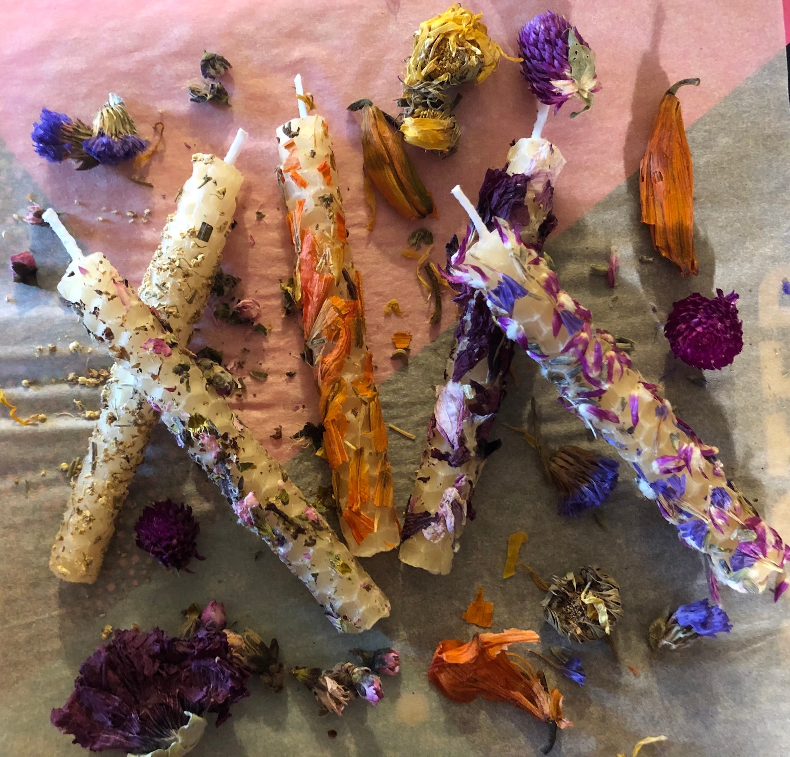 Dried Flower Ritual Candle Set Etsy