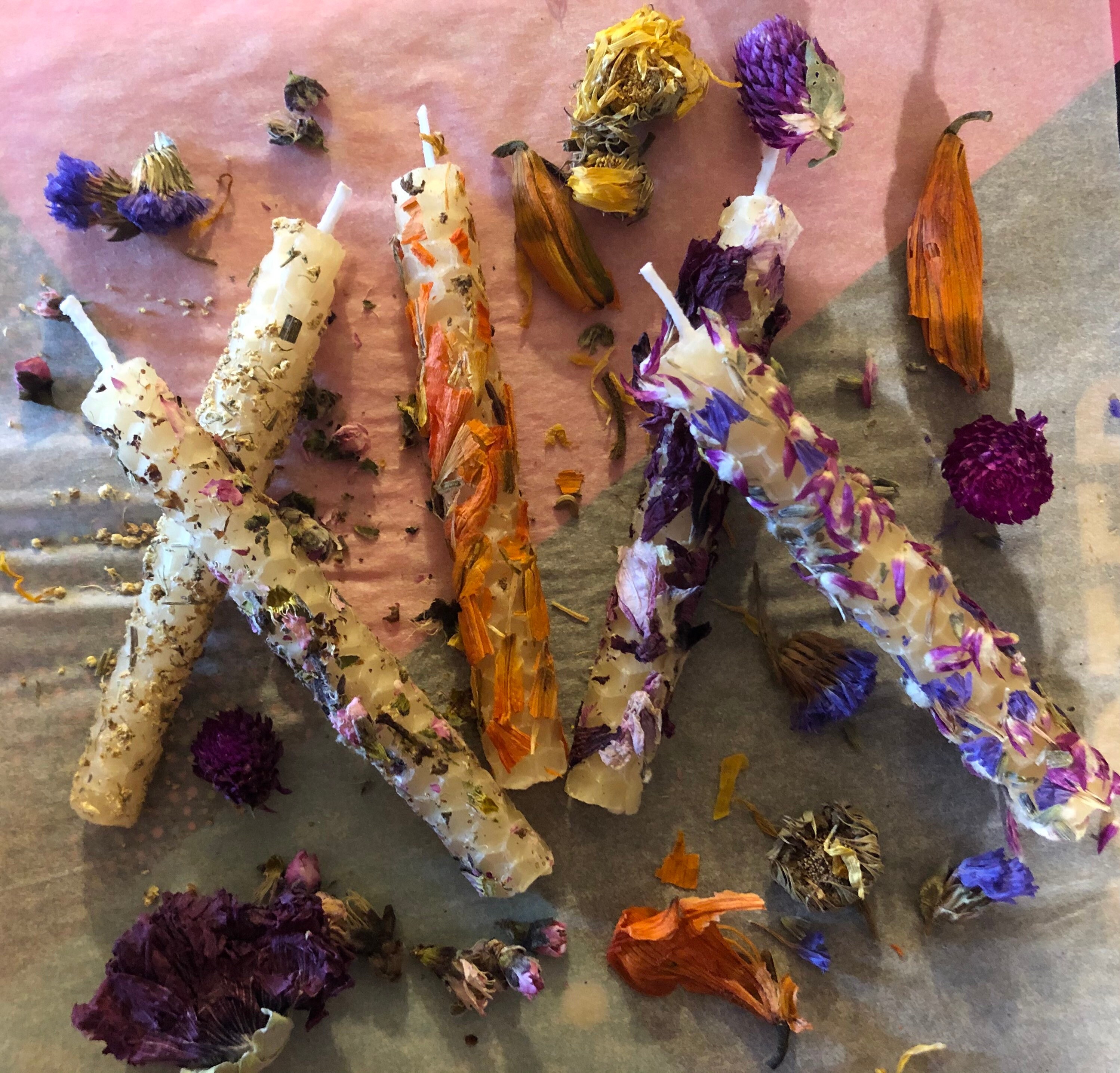 Dried Flower Ritual Candle Set Etsy